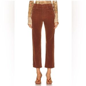 MOTHER Rust Brown Cropped Corduroy Pants